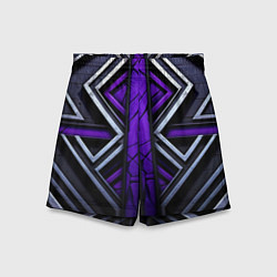 Шорты детские Фиолетовые вставки на черном фоне, цвет: 3D-принт