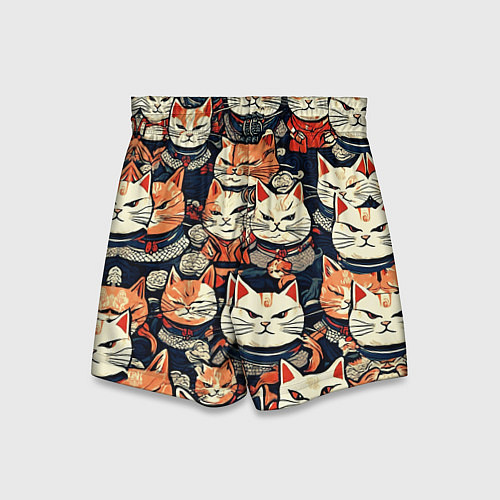 Детские шорты Сердитые котики самураи / 3D-принт – фото 2