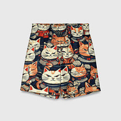 Шорты детские Сердитые котики самураи, цвет: 3D-принт