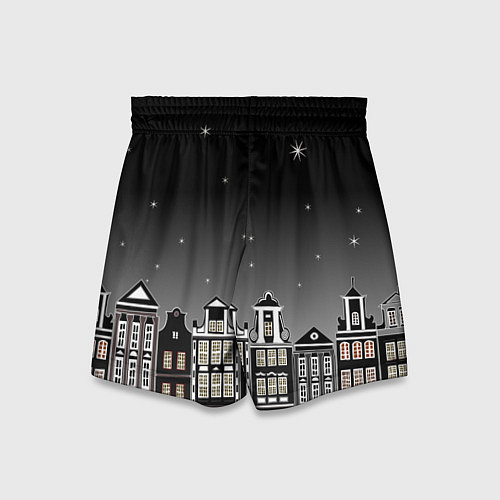 Детские шорты Ночной город и звездное небо / 3D-принт – фото 2