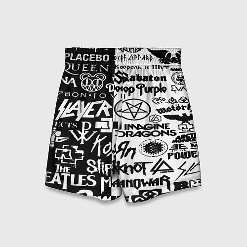 Детские шорты Логотипы лучших групп черно белый / 3D-принт – фото 2