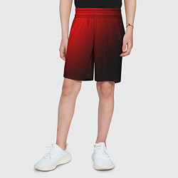 Шорты детские Градиент красно-чёрный диагональ, цвет: 3D-принт — фото 2