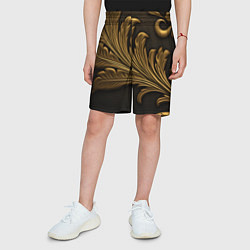 Шорты детские Золотые узоры листья объемные, цвет: 3D-принт — фото 2