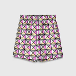 Детские шорты Геометрический треугольники бело-серо-розовый
