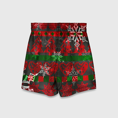 Детские шорты Рождественские узоры ёлки и снежинки / 3D-принт – фото 2