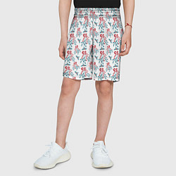 Шорты детские Веточки омелы и остролиста для праздника, цвет: 3D-принт — фото 2