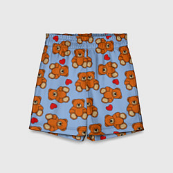 Шорты детские Игрушки мишки и сердца, цвет: 3D-принт