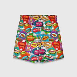 Шорты детские Bang Boom Ouch pop art pattern, цвет: 3D-принт