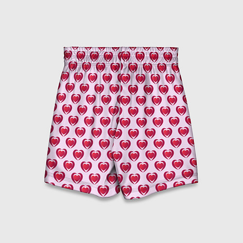 Детские шорты Двойное сердце на розовом фоне / 3D-принт – фото 2