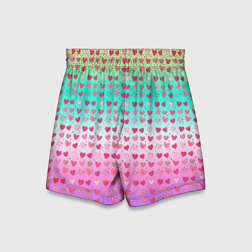 Детские шорты Паттерн сердечки на разноцветном фоне / 3D-принт – фото 2