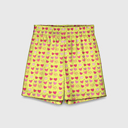 Детские шорты Сердечки на желтом - паттерн