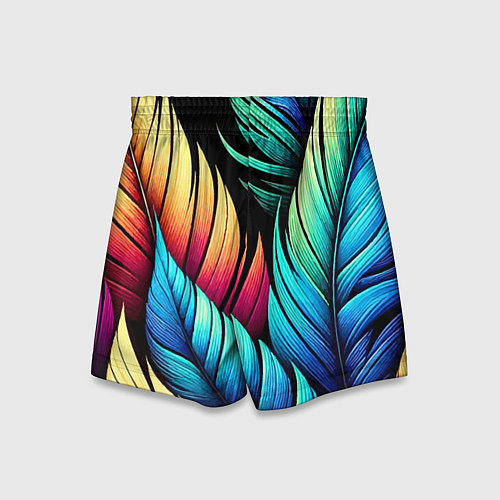 Детские шорты Color feathers - neon / 3D-принт – фото 2