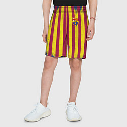 Шорты детские Полосатые цвета футбольного клуба Барселона, цвет: 3D-принт — фото 2