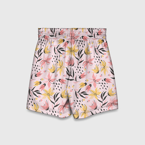 Детские шорты Абстрактный паттерн с цветами / 3D-принт – фото 2