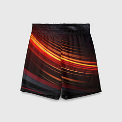 Шорты детские Яркая оранжевая полосы на черной абстракции, цвет: 3D-принт