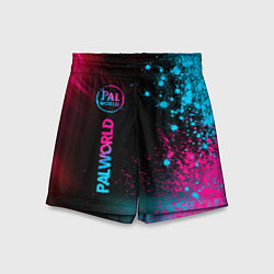 Шорты детские Palworld - neon gradient по-вертикали, цвет: 3D-принт
