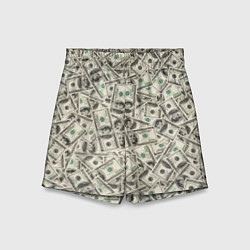 Шорты детские Деньги - 100 долларовые купюры, цвет: 3D-принт