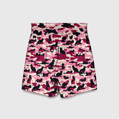 Детские шорты Камуфляжные розовые котики / 3D-принт – фото 2