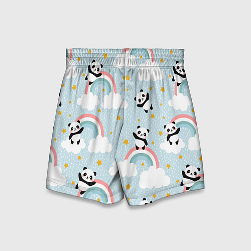 Детские шорты Панда на радуге / 3D-принт – фото 2
