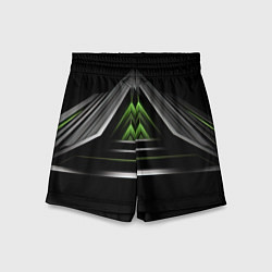 Шорты детские Black green abstract nvidia style, цвет: 3D-принт