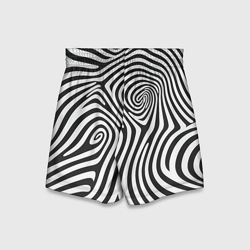 Детские шорты Черно-белый водоворот - зебра исллюзия шкуры / 3D-принт – фото 2