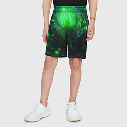 Шорты детские Зеленая кислотная яркая неоновая абстракция, цвет: 3D-принт — фото 2