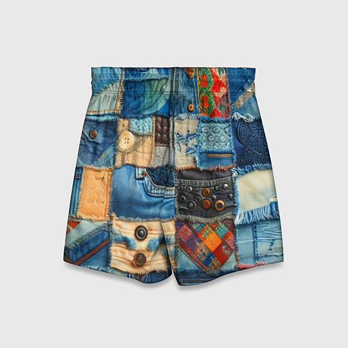 Детские шорты Vanguard denim patchwork - ai art / 3D-принт – фото 2