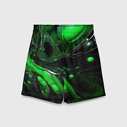 Шорты детские Green dark abstract geometry style, цвет: 3D-принт