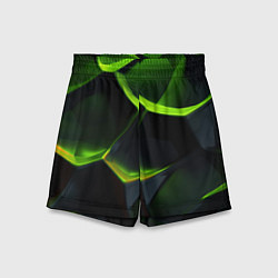 Шорты детские Green neon abstract geometry, цвет: 3D-принт