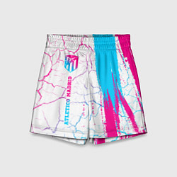 Шорты детские Atletico Madrid neon gradient style по-вертикали, цвет: 3D-принт