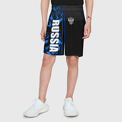 Шорты детские Россия - синяя абстракция, цвет: 3D-принт — фото 2