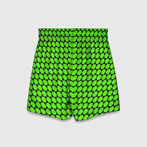 Детские шорты Зелёные лепестки шестиугольники / 3D-принт – фото 2