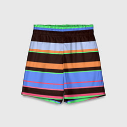 Шорты детские Разноцветный полосатый, цвет: 3D-принт