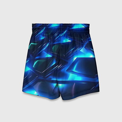 Детские шорты Синие абстрактные неоновые плиты / 3D-принт – фото 2