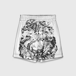 Шорты детские Клинок рассекающий демонов Незуко чб, цвет: 3D-принт