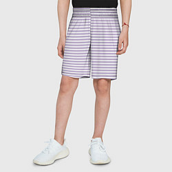 Шорты детские Холодный сиреневый в белую полоску, цвет: 3D-принт — фото 2