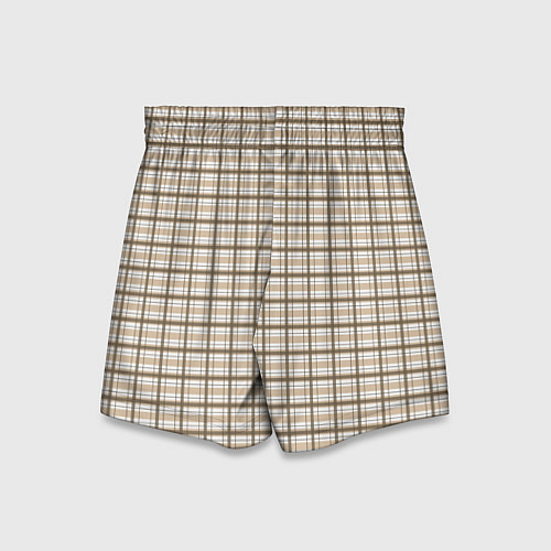 Детские шорты Светлый коричневый паттерн клетчатый / 3D-принт – фото 2