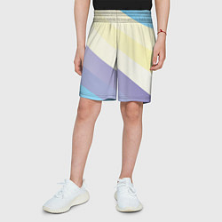 Шорты детские Паттерн цветные волны - color waves, цвет: 3D-принт — фото 2