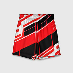 Шорты детские Красно-белые полосы и чёрный фон, цвет: 3D-принт