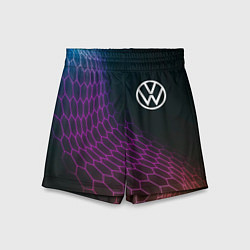 Шорты детские Volkswagen neon hexagon, цвет: 3D-принт