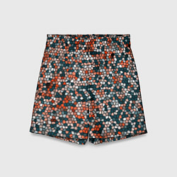 Шорты детские Красно-бирюзовый паттерн мелкая мозаика, цвет: 3D-принт