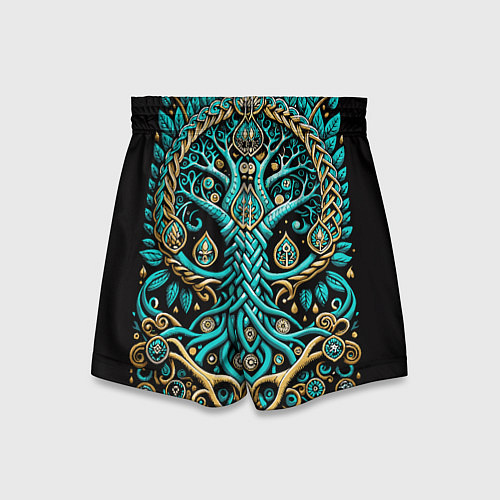 Детские шорты Древо жизни - сакральная славянская символика / 3D-принт – фото 2