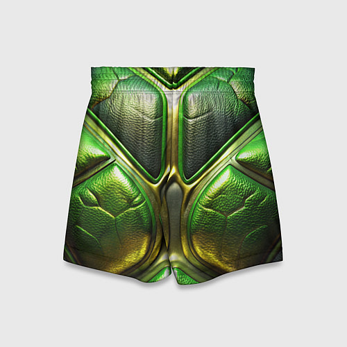 Детские шорты Объемная зеленая текстурная кожа / 3D-принт – фото 2