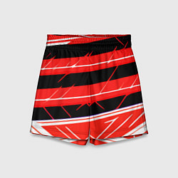 Детские шорты Чёрно-белые полосы на красном фоне