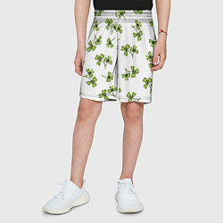 Шорты детские Листочки клевера на белом фоне - паттерн, цвет: 3D-принт — фото 2