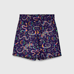 Шорты детские Узор ярких ящериц и змей, цвет: 3D-принт
