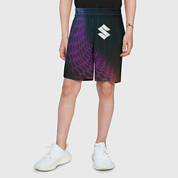Шорты детские Suzuki neon hexagon, цвет: 3D-принт — фото 2