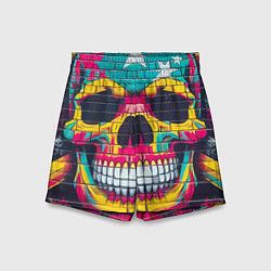 Шорты детские Граффити черепа - нейросеть, цвет: 3D-принт