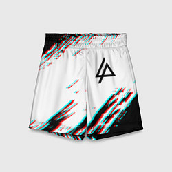 Шорты детские Linkin park краски глитч, цвет: 3D-принт