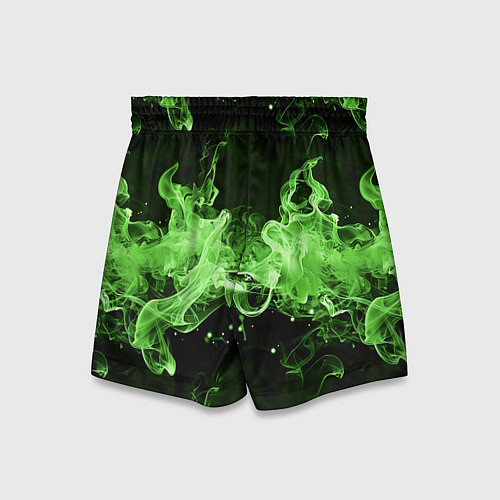 Детские шорты Зеленый огонь - языки пламени / 3D-принт – фото 2